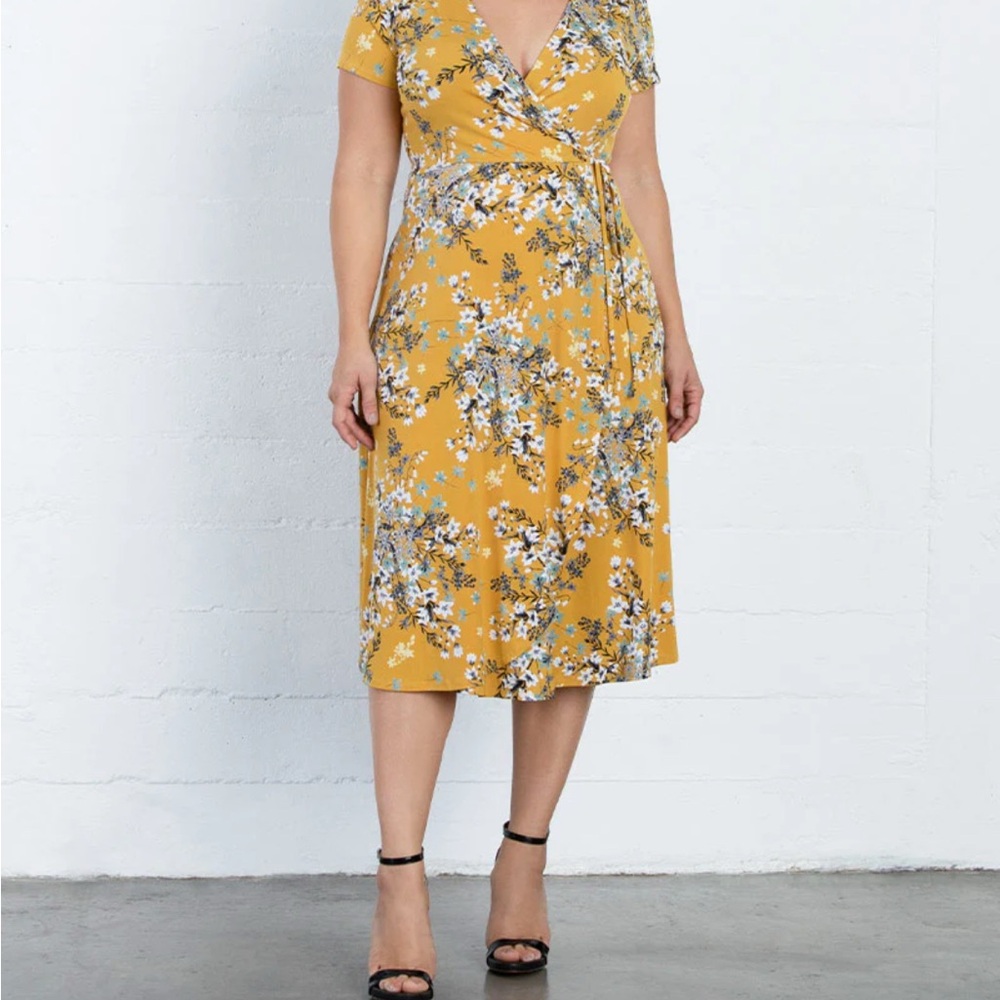 Floral Wrap Dress in Yellow